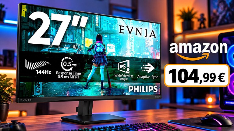Monitor Philips 27 pollici da gaming a 104,99 euro con 144 Hz