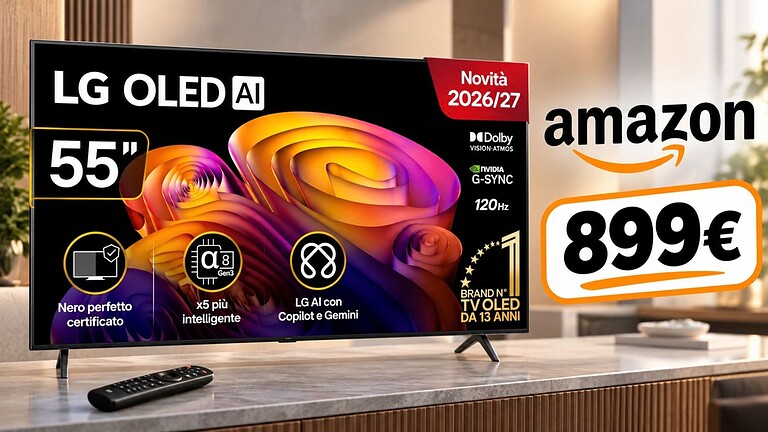 LG OLED55B6ELC scende a 899€ su Amazon: 120Hz e Gemini integrato