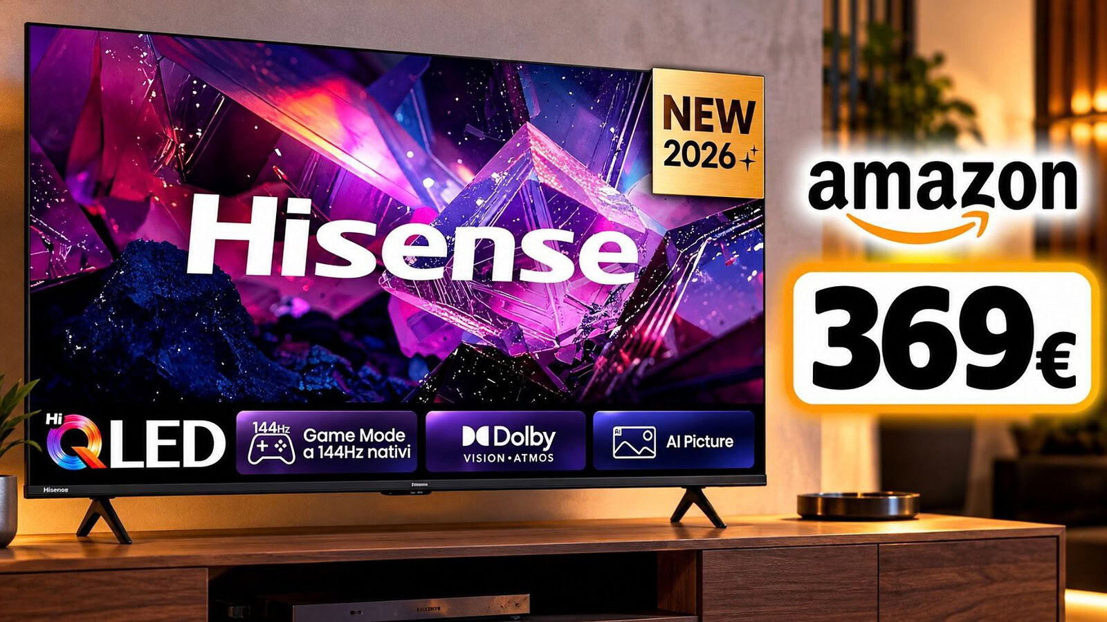 Hisense QLED 43 pollici: 144 Hz e sconto del 33% su Amazon