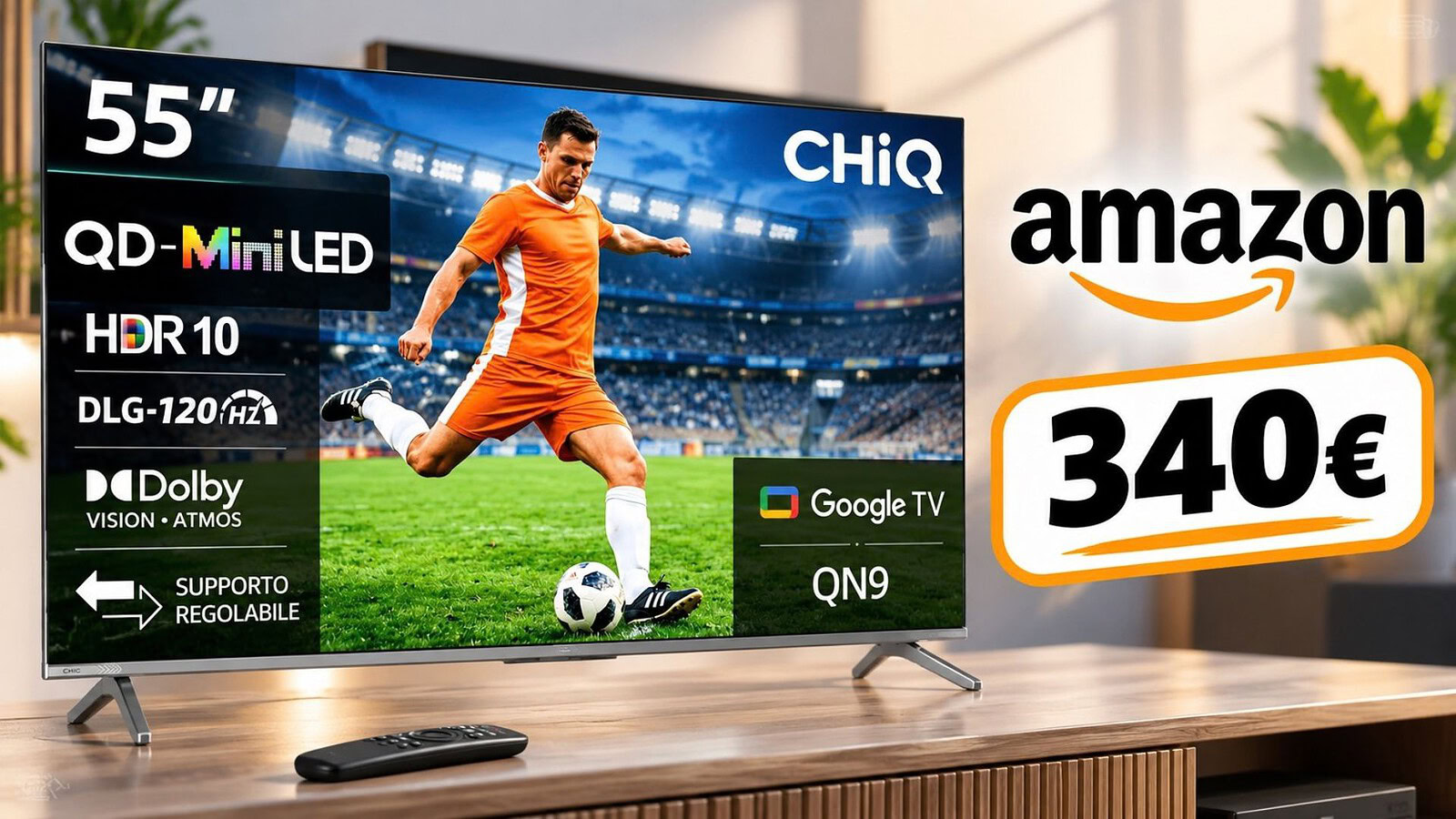CHiQ M55QA9: TV Mini LED da 55 pollici al minimo storico su Amazon