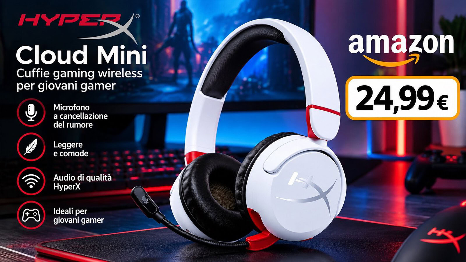HyperX Cloud Mini Wireless al 50%: a un passo dal minimo storico