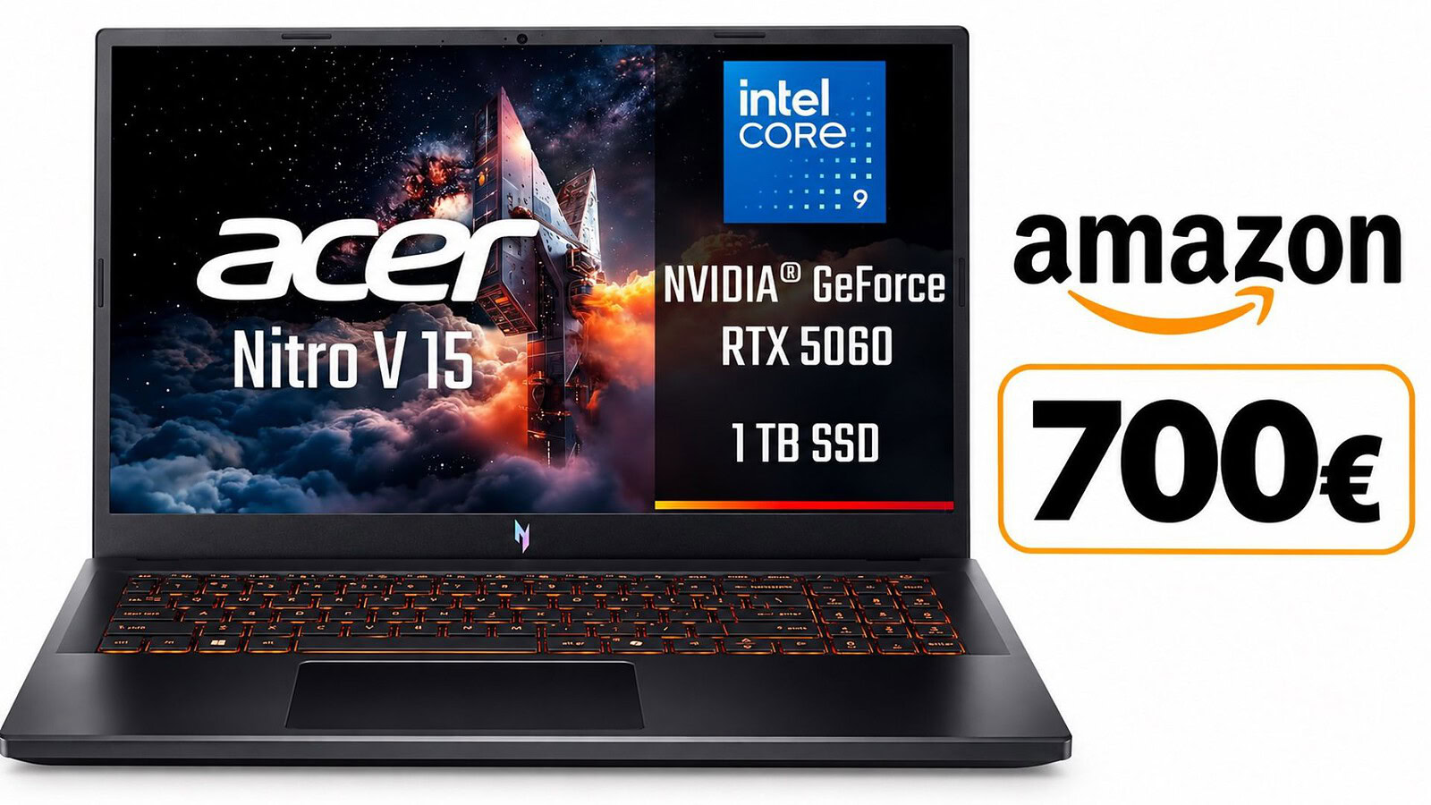 Acer Nitro V 15 con RTX 5060 e Core 9 270H scende a 1192€