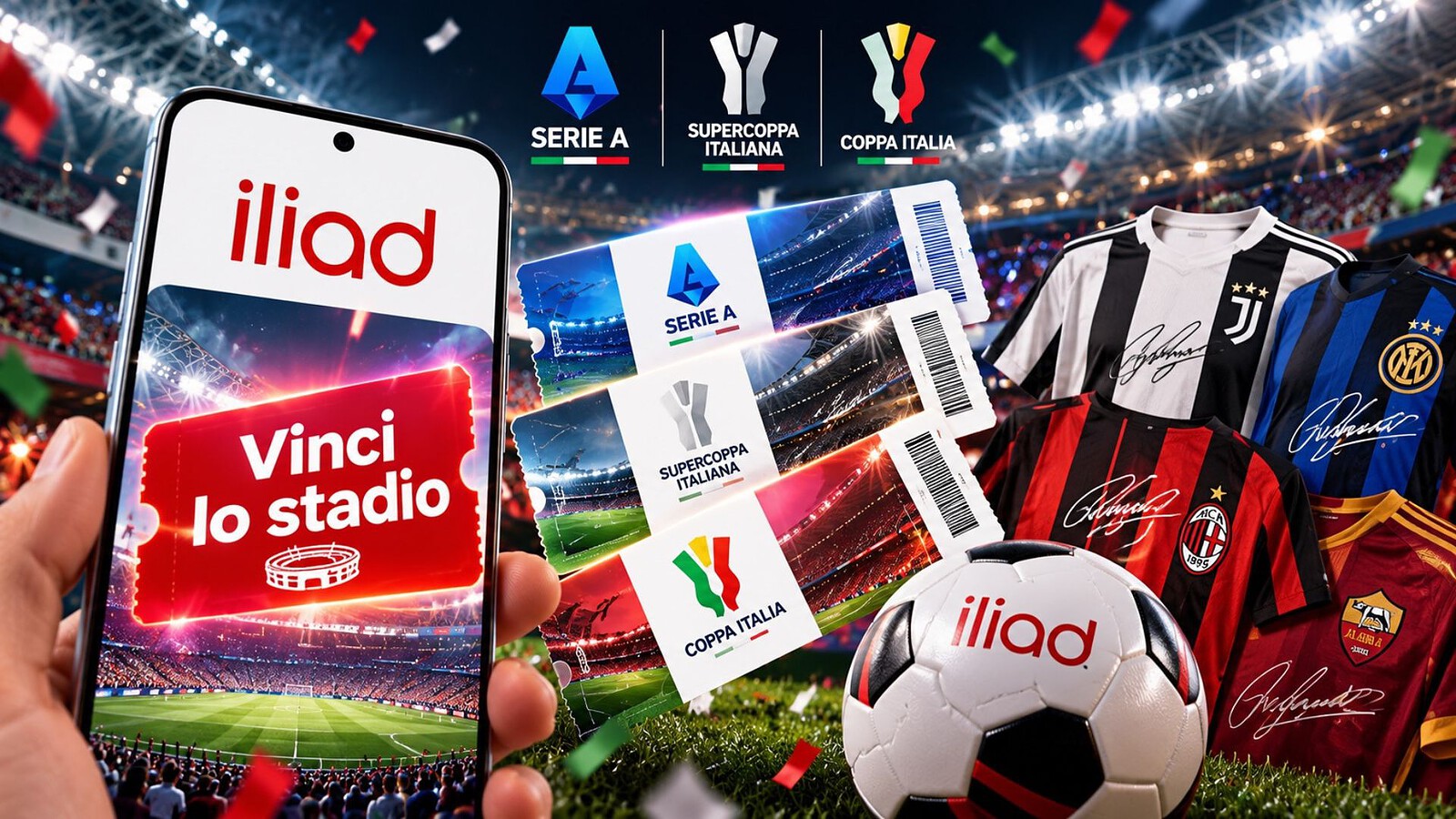 Iliad Vinci lo stadio: in palio biglietti Serie A e due finali