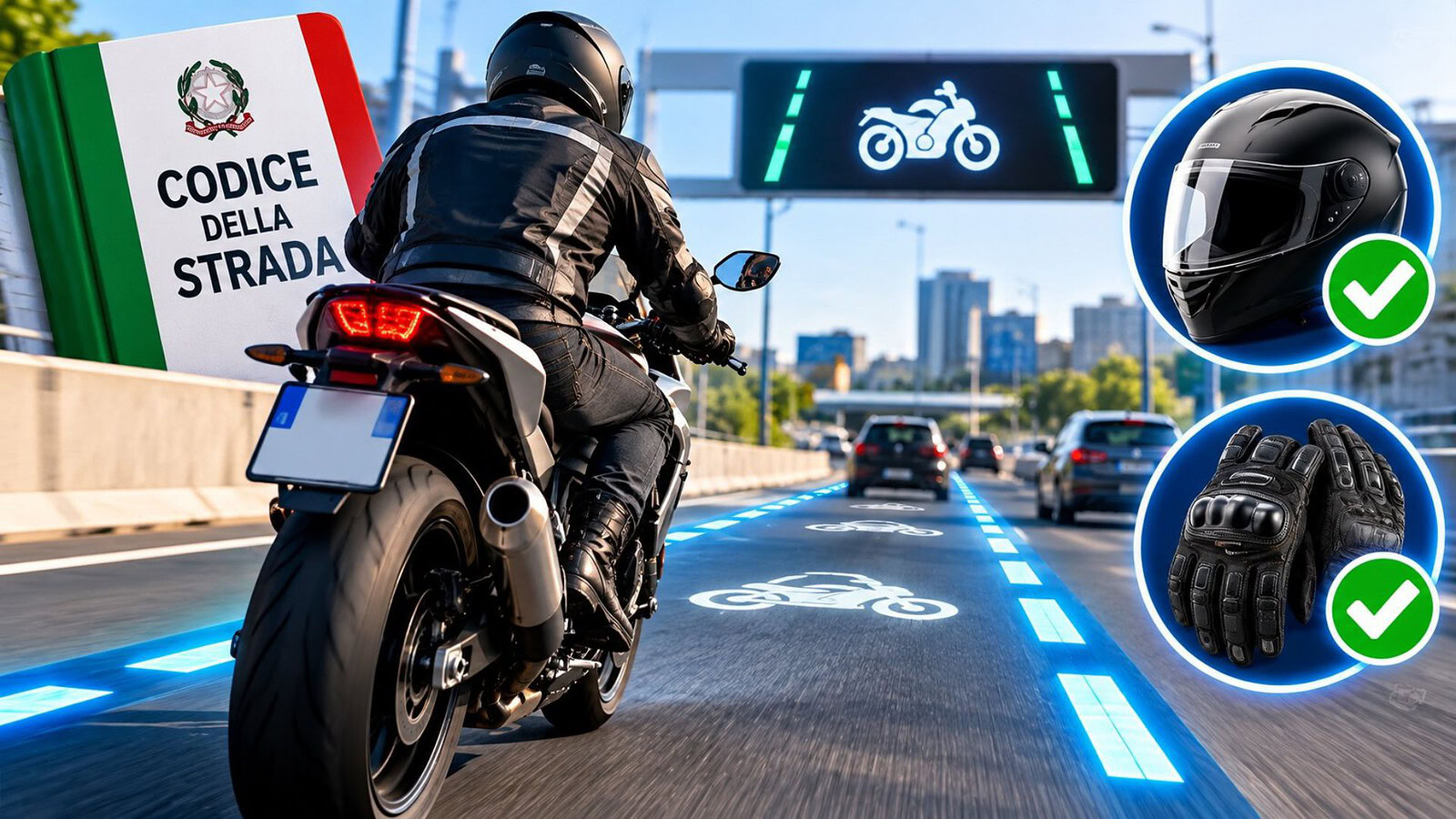 Codice della Strada, corsia virtuale per le moto: le novità