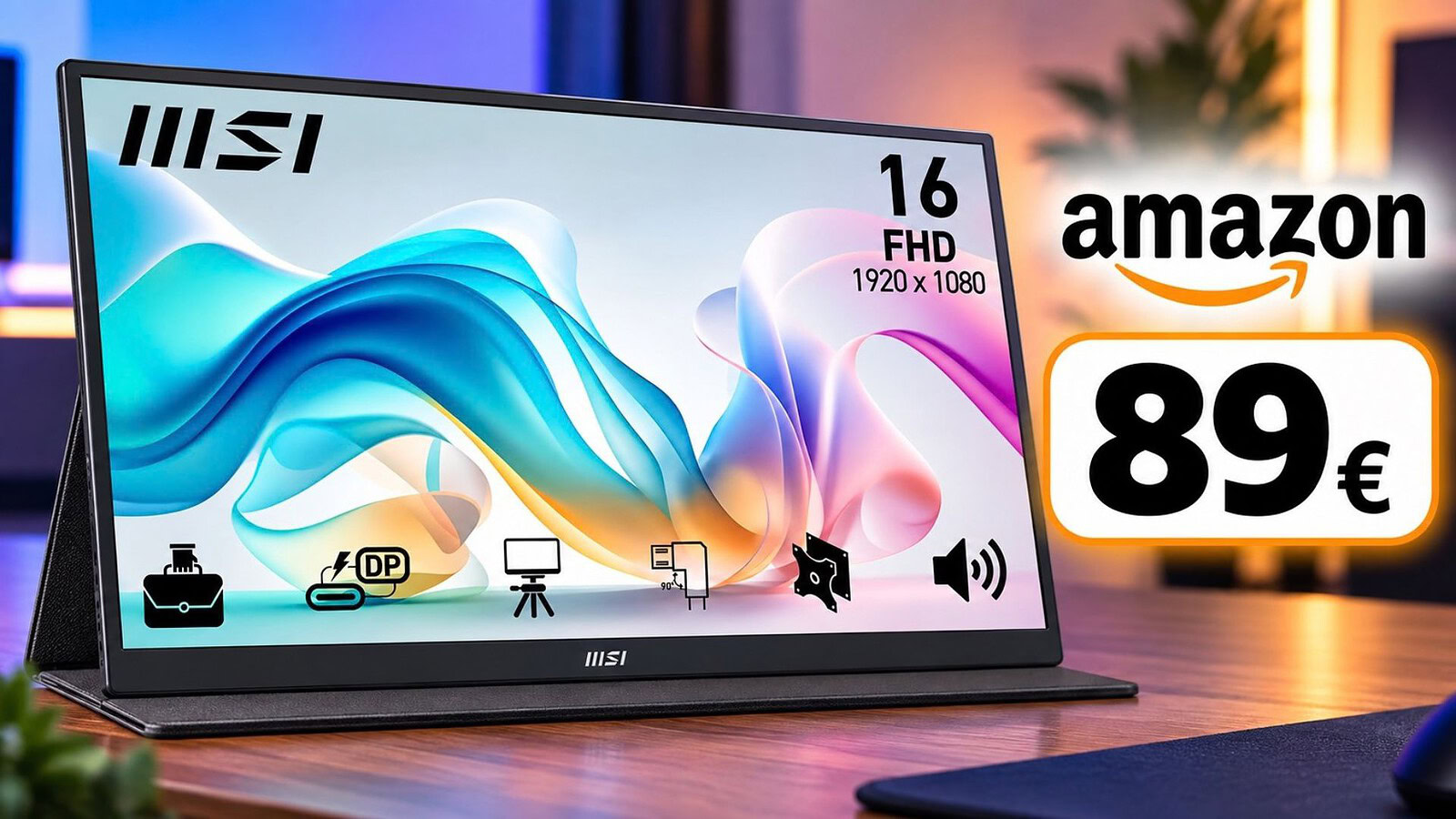 MSI PRO MP165A E6 a 89 euro: monitor portatile al minimo storico