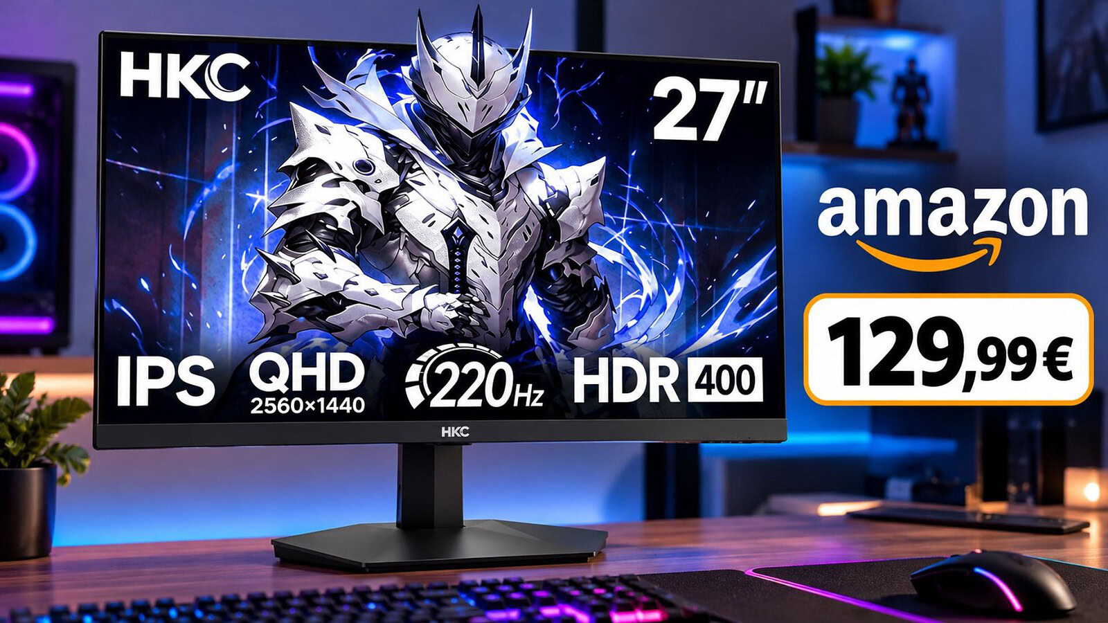 HKC Monitor Gaming 27 pollici QHD 200Hz a 129,99€ su Amazon