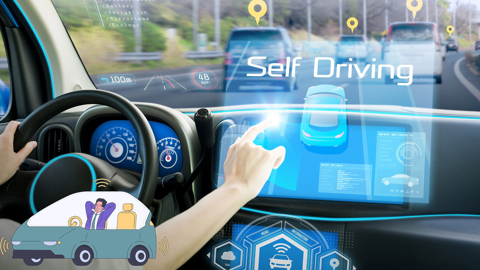 Luci ciano per le auto a guida autonoma: la proposta della NHTSA