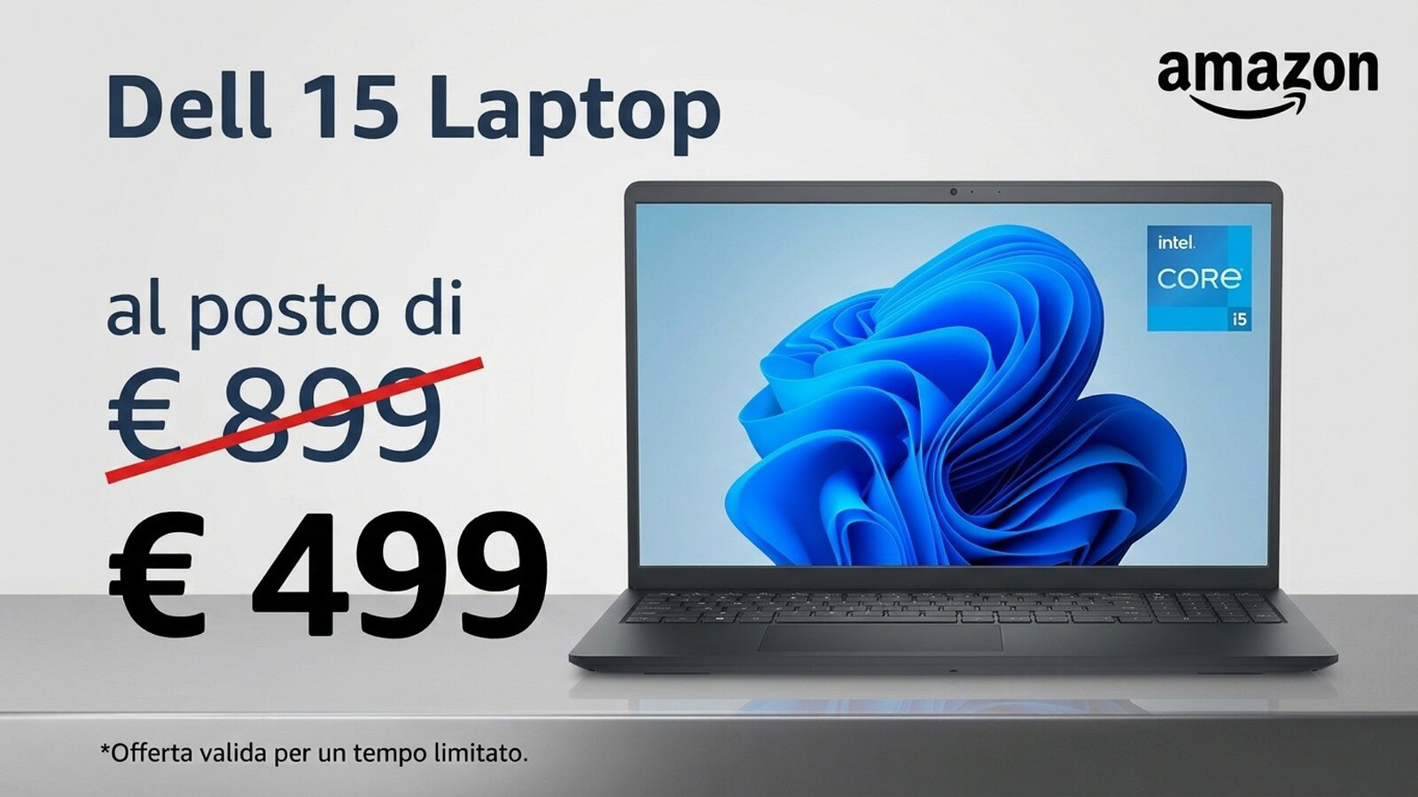 Dell 15 Laptop con Intel Core i5 a 499 euro: sconto del 41%