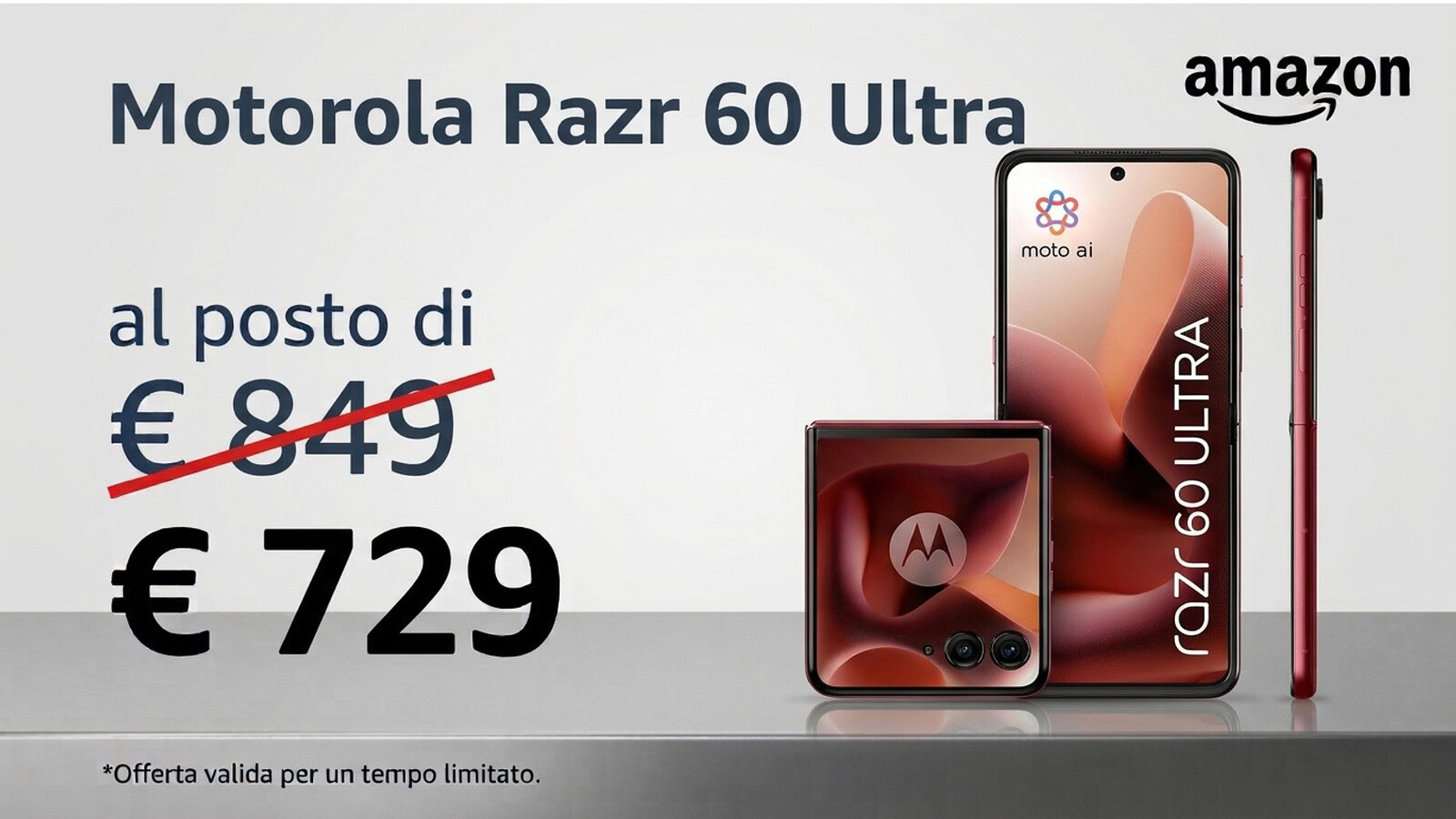 Motorola Razr 60 Ultra scende a 729 euro su Amazon