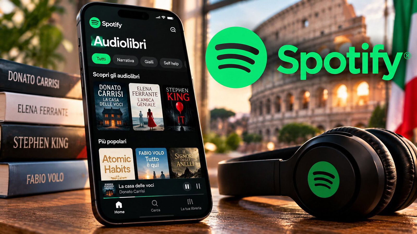 Spotify porta gli audiolibri in Italia: oltre 14.000 titoli in italiano