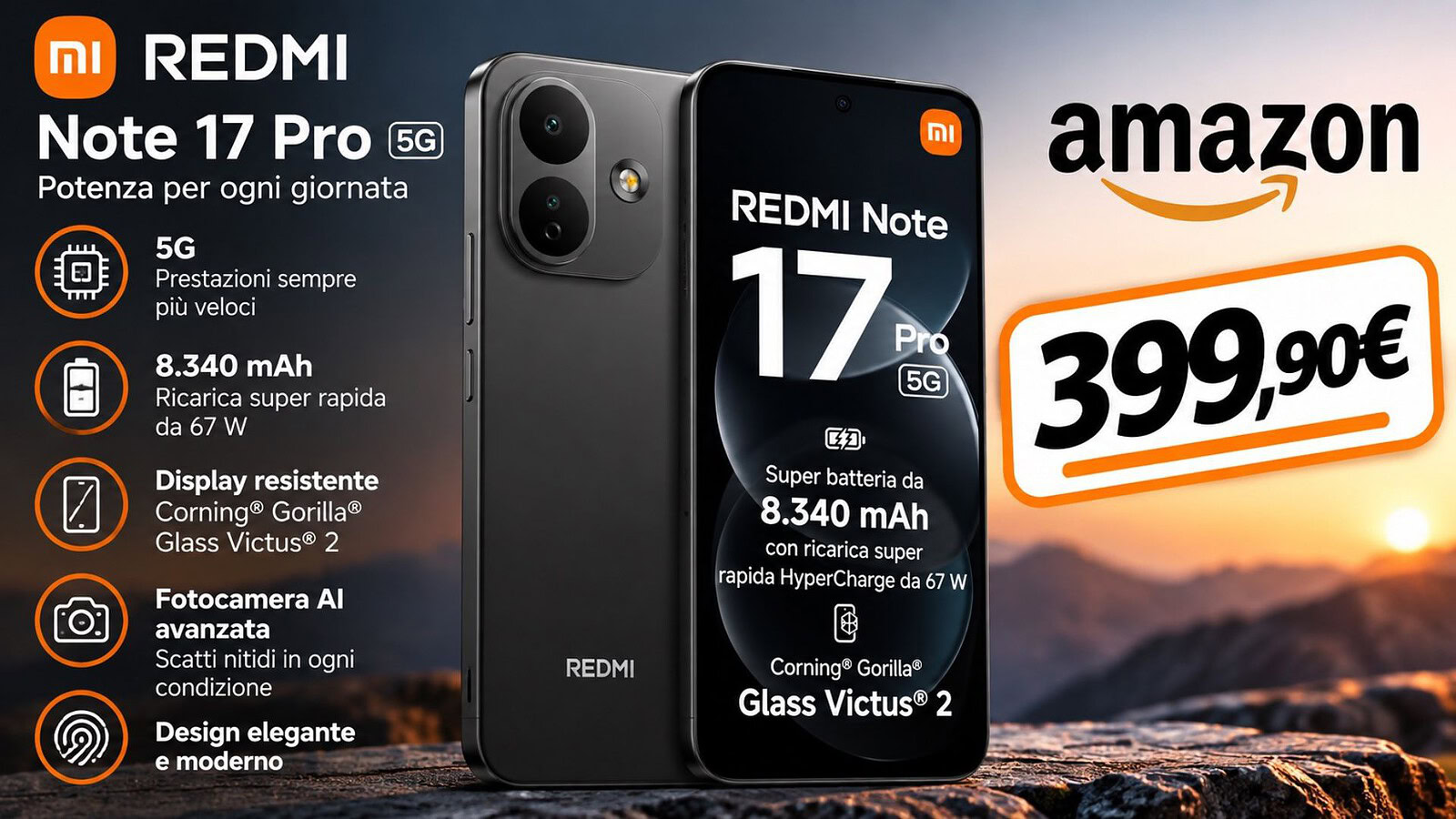 Redmi Note 17 Pro 5G a 399 euro: minimo storico per utenti Prime