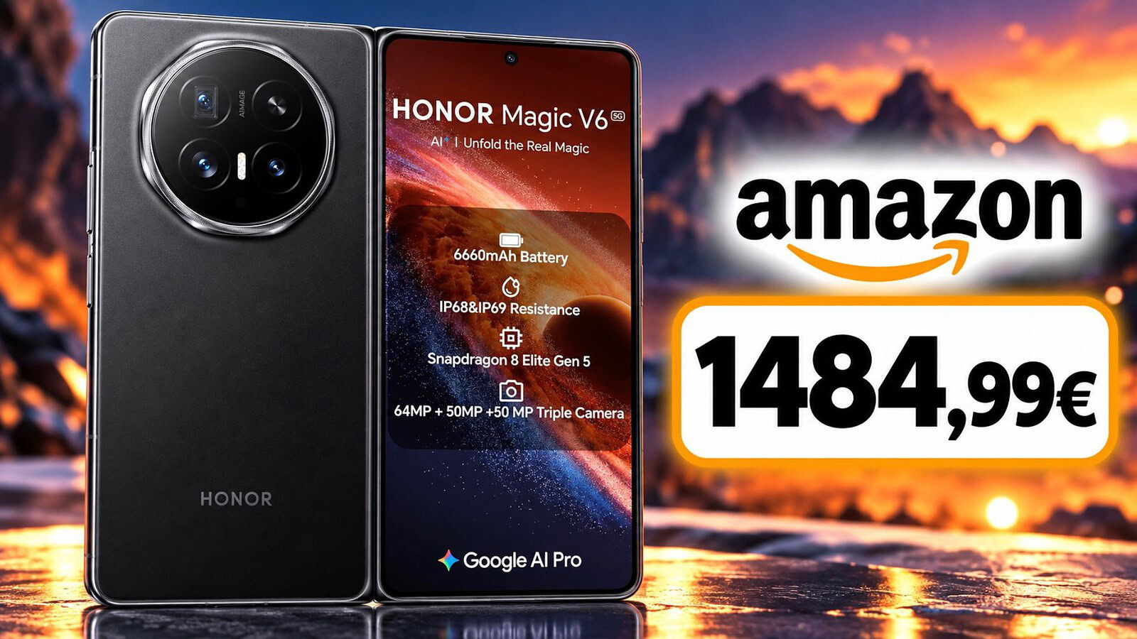 HONOR Magic V6 al minimo storico su Amazon, il pieghevole da 4 mm