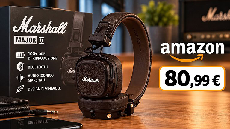 Marshall Major V a 81€ su Amazon: oltre 100 ore di autonomia